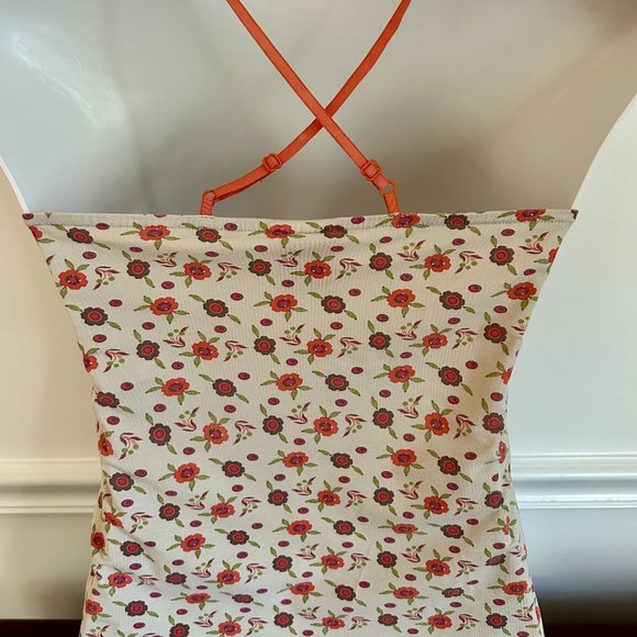 Free People Beige Strappy Camisole Crop Top with Red Roses L - Picture 3 of 6